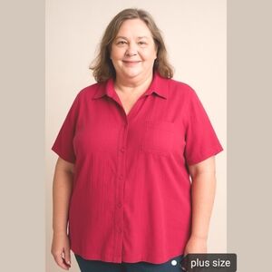 PLUS SIZE Pink Short sleeve Cotton top 3XL